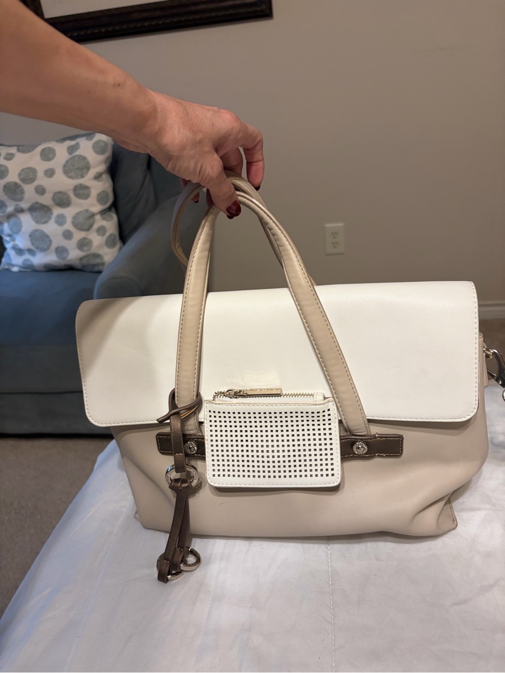 Versace Jeans Collection Cream Beige Structured Tote